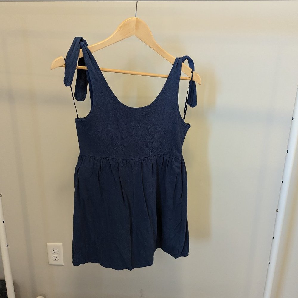 Pink Lily Stepping Out Navy Tie Romper - Medium